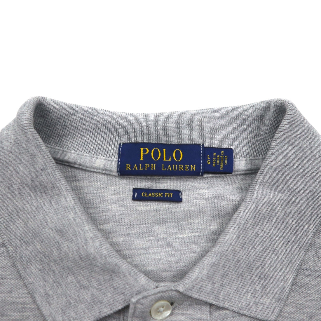 POLO RALPH LAUREN Classic Fit Polo Shirt, Size L, Gray Cotton, Pique with Small Pony Embroidery