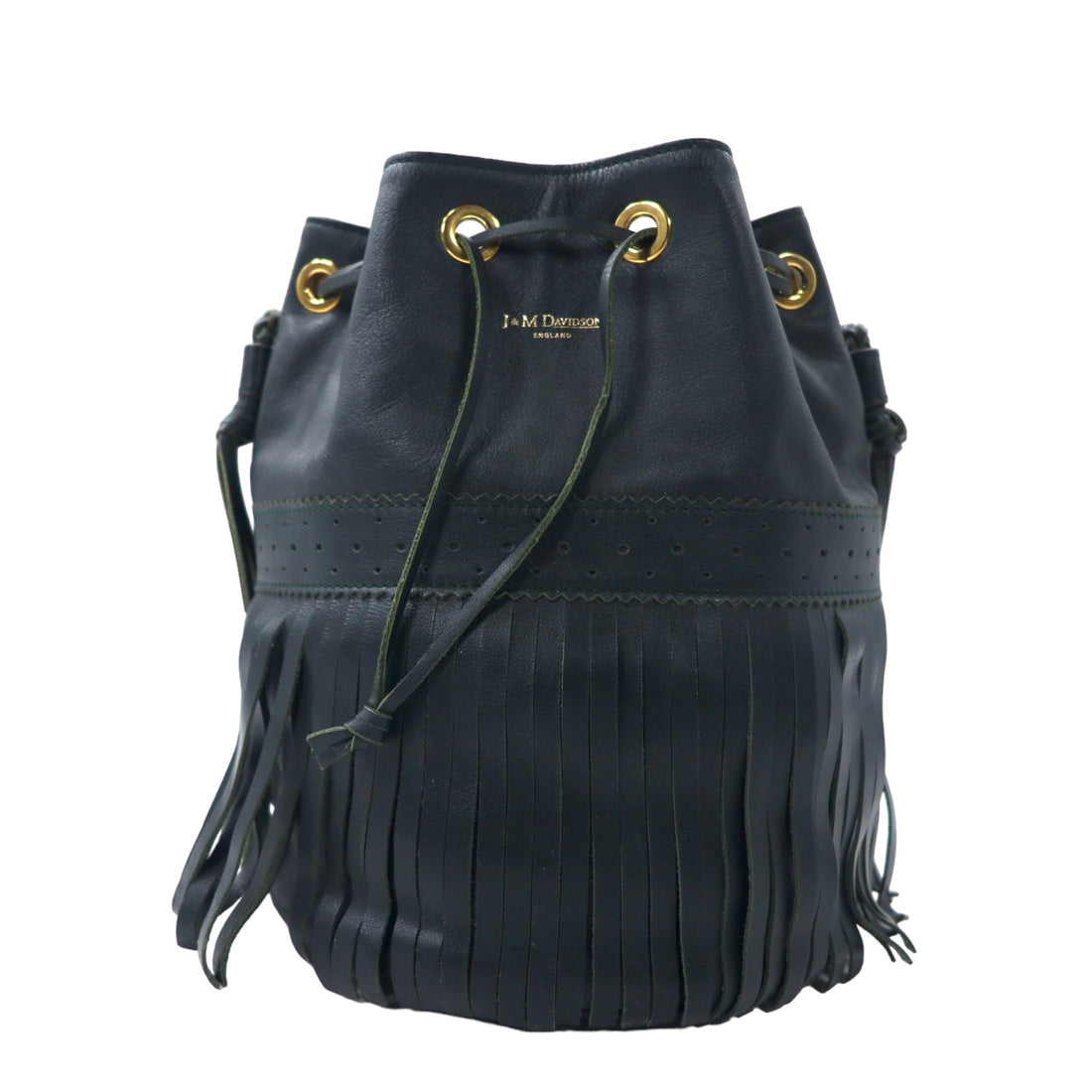 J&M DAVIDSON フリンジ カーニバル ショルダーバッグ 巾着 グリーン レザー CARNIVAL