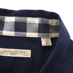 BURBERRY BRIT Dress Shirt L Dark Navy One Point Logo Embroidery THTHAGAR129SAM