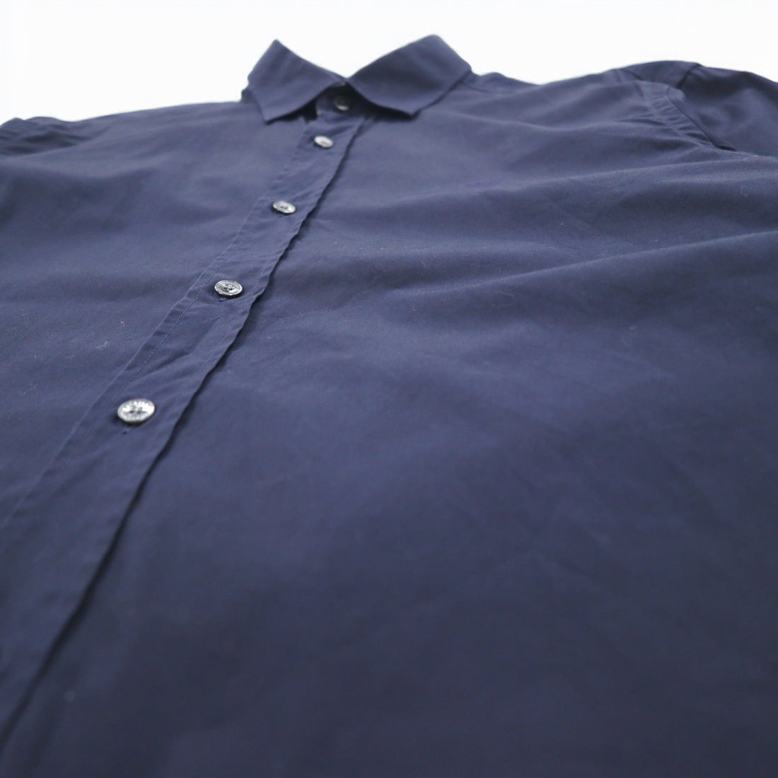 BURBERRY BRIT Dress Shirt L Dark Navy One Point Logo Embroidery THTHAGAR129SAM