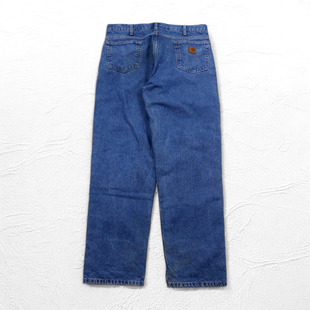 carhartt リラックスフィット ネルライナー デニムパンツ XL インディゴ ブルー 裏地 チェック B172 DST メキシコ製