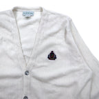 IZOD USA製 90年代 アクリルニット カーディガン S ホワイト ワンポイントロゴ刺繍