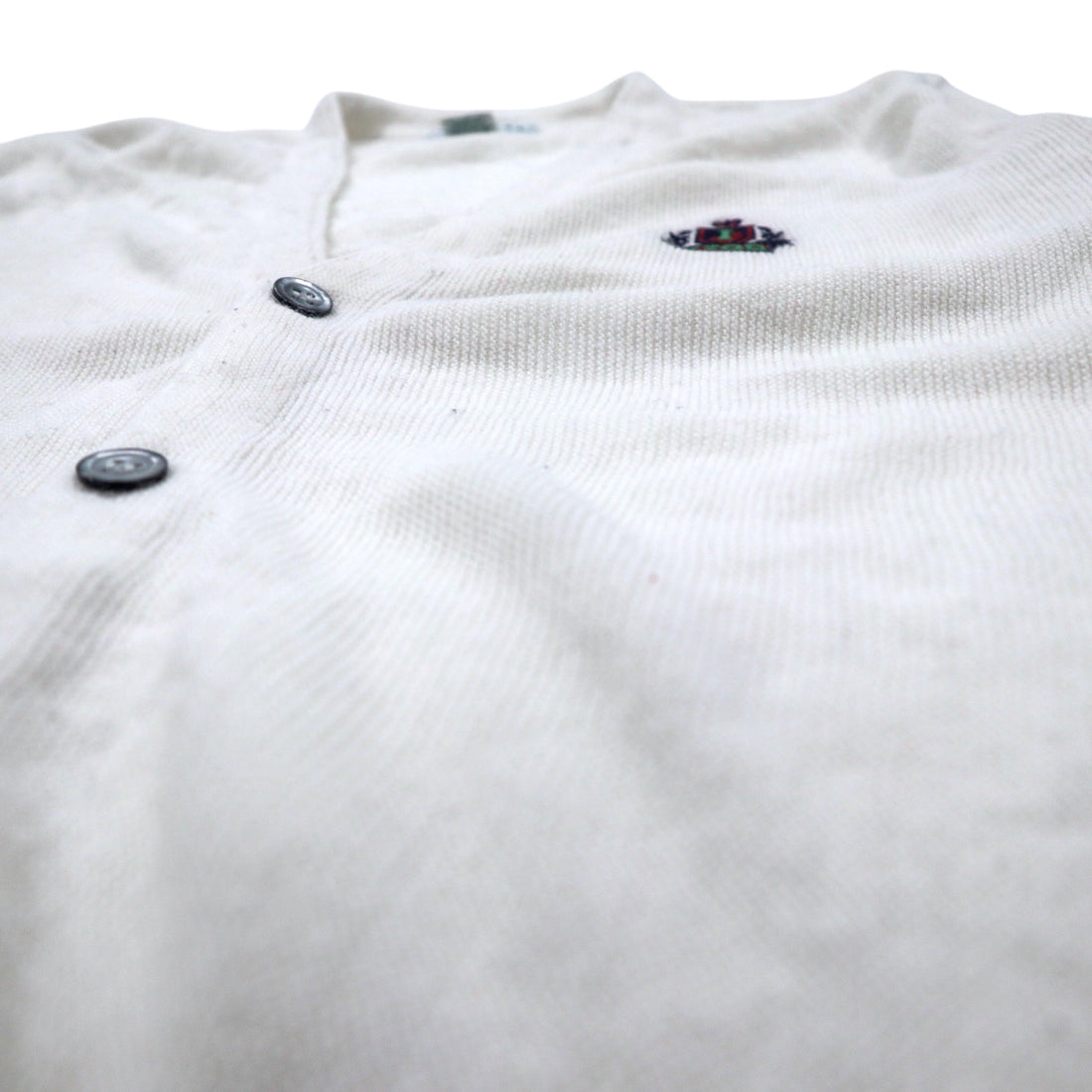 IZOD USA製 90年代 アクリルニット カーディガン S ホワイト ワンポイントロゴ刺繍