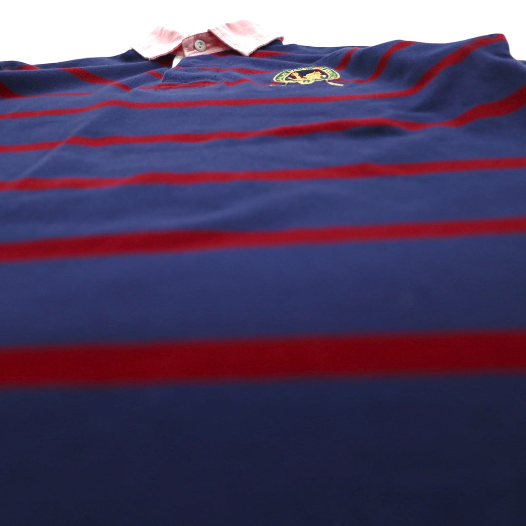 Polo by Ralph Lauren 90年代 ボーダー ポロシャツ M ネイビー レッド コットン 鹿の子 エンブレムロゴ刺繍