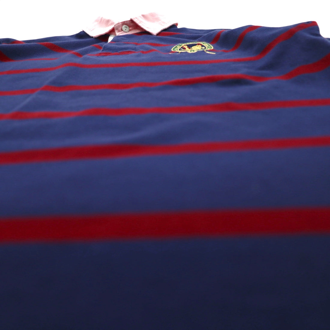 Polo by Ralph Lauren 90年代 ボーダー ポロシャツ M ネイビー レッド コットン 鹿の子 エンブレムロゴ刺繍