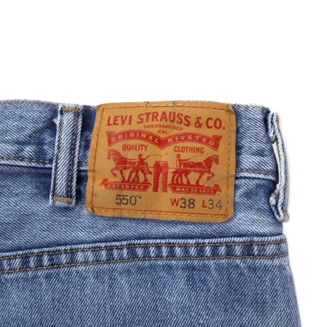 Levi's 550 Relaxed Fit Tapered Jeans Light Stone Wash Denim Pants Size 38 Blue Cotton Zipper Fly USA Line 550-4834 Made in Mexico