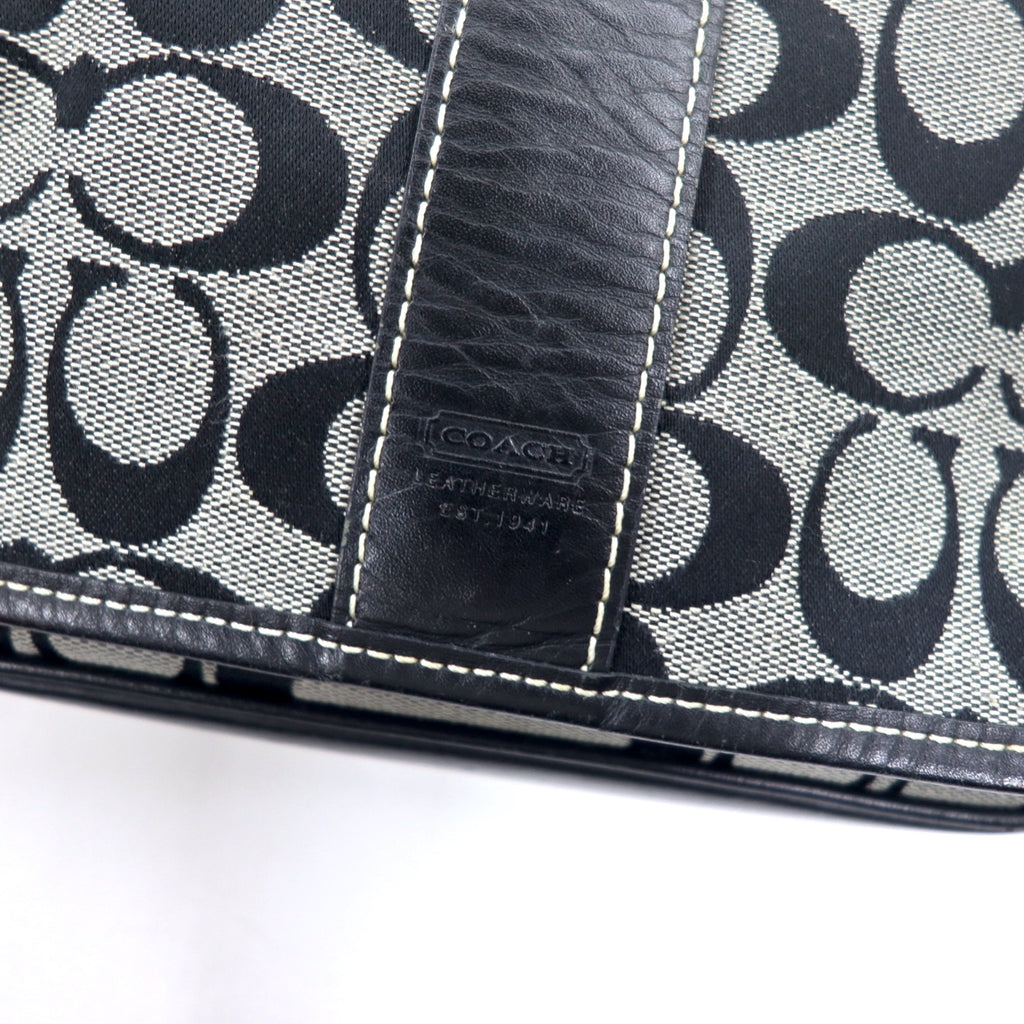 COACH Signature Shoulder Bag Grey Canvas Leather G3K-6357