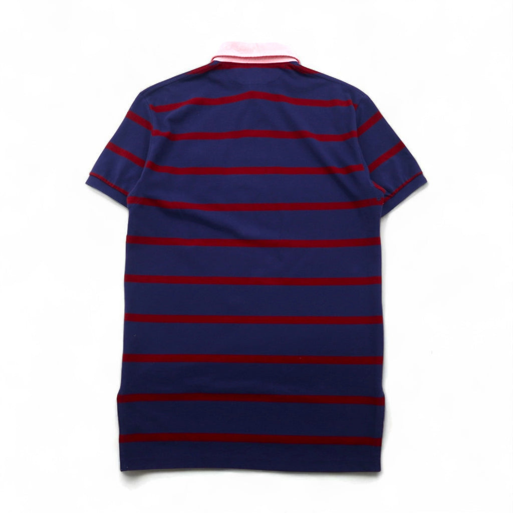 Polo by Ralph Lauren 90年代 ボーダー ポロシャツ M ネイビー レッド コットン 鹿の子 エンブレムロゴ刺繍
