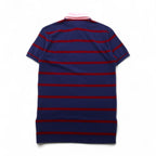 Polo by Ralph Lauren 90年代 ボーダー ポロシャツ M ネイビー レッド コットン 鹿の子 エンブレムロゴ刺繍