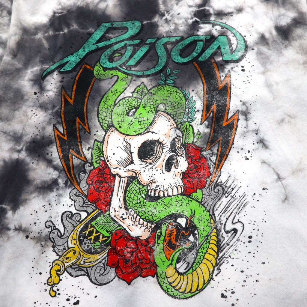 POISON Band T-Shirt XL Tie-dye White Grey Skull Made in Mexico