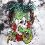 POISON Band T-Shirt XL Tie-dye White Grey Skull Made in Mexico
