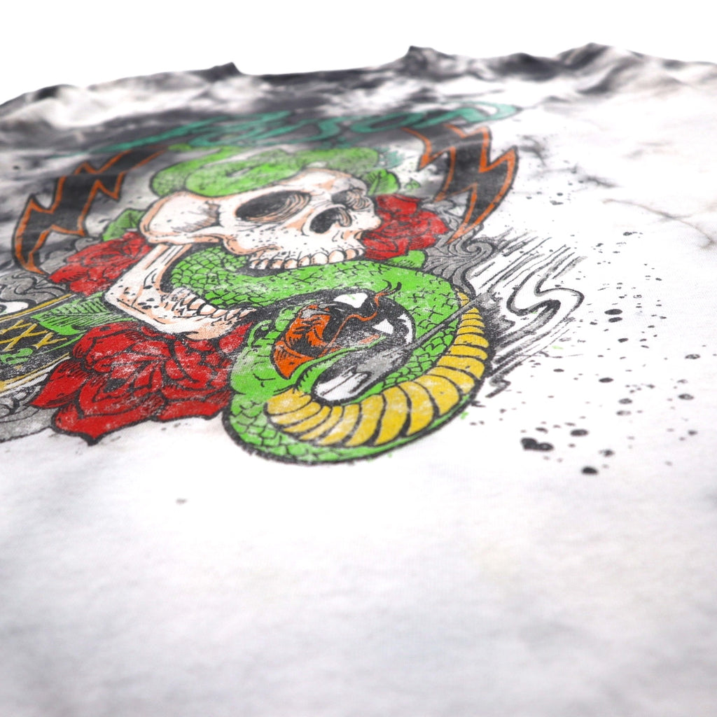 POISON Band T-Shirt XL Tie-dye White Grey Skull Made in Mexico