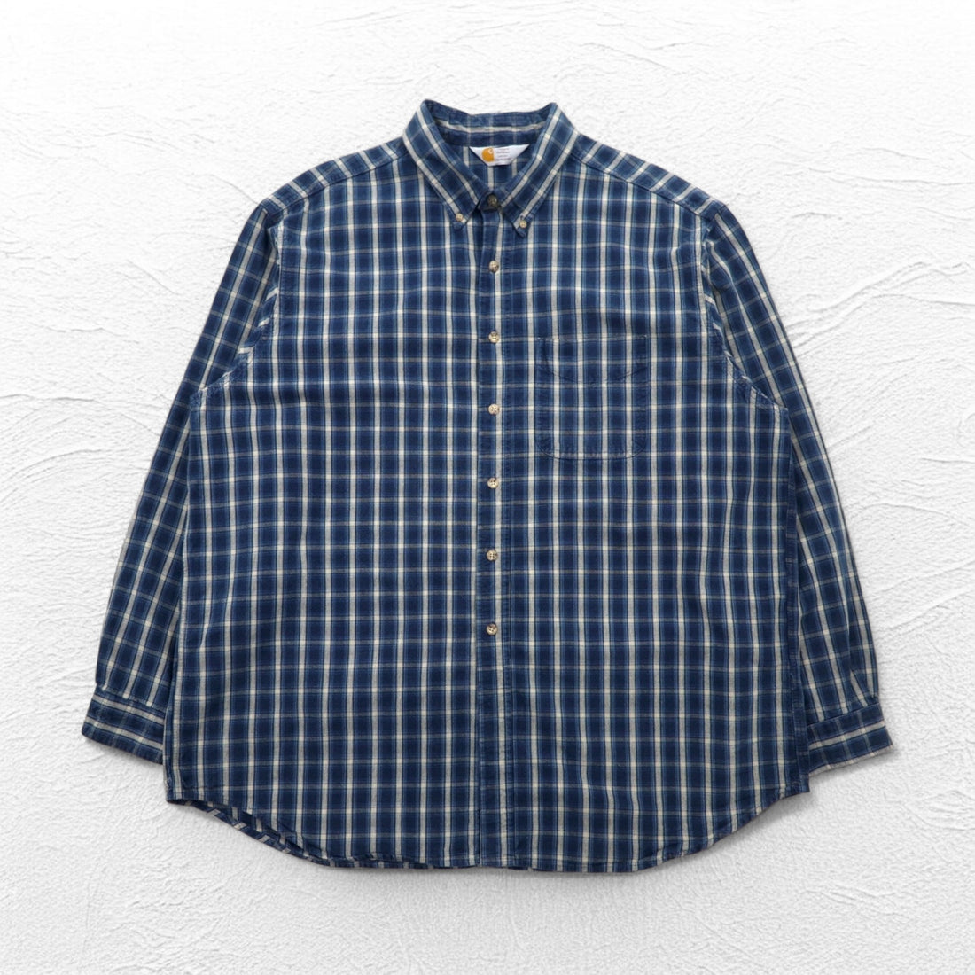 carhartt ボタンダウン フランネルシャツ 2XL ビッグサイズ ブルー チェック コットン
