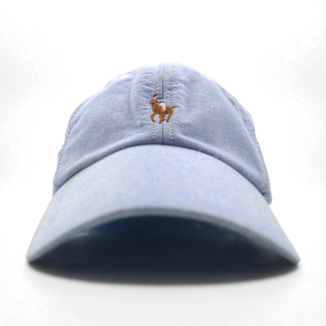 POLO RALPH LAUREN オックスフォード ベースボールキャップ 59cm ブルー コットン スモールポニー刺繍 未使用品