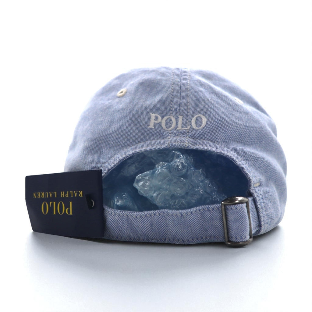 POLO RALPH LAUREN オックスフォード ベースボールキャップ 59cm ブルー コットン スモールポニー刺繍 未使用品