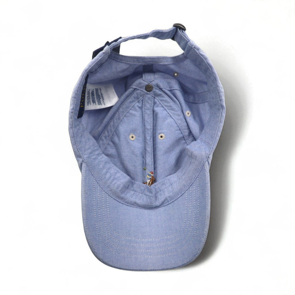 POLO RALPH LAUREN オックスフォード ベースボールキャップ 59cm ブルー コットン スモールポニー刺繍 未使用品
