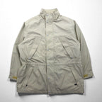Eddie Bauer 90s 65/35 Cross Mountain Parka, XL, Beige, Detachable Hood, Boa Lining, Drawcord
