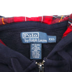 Polo Ralph Lauren 90年代 ビッグポニー 刺繍 リバースウィーブ ジップパーカー 2XL ネイビー ダブルジップ ビッグサイズ