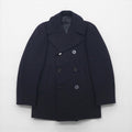 US NAVY 60s Vintage Pea Coat, Size L, Navy, 10-Button, Military Coat, Men's Wool Jersey