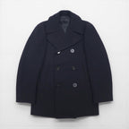 US NAVY 60s Vintage Pea Coat, Size L, Navy, 10-Button, Military Coat, Men's Wool Jersey