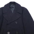 US NAVY 60s Vintage Pea Coat, Size L, Navy, 10-Button, Military Coat, Men's Wool Jersey