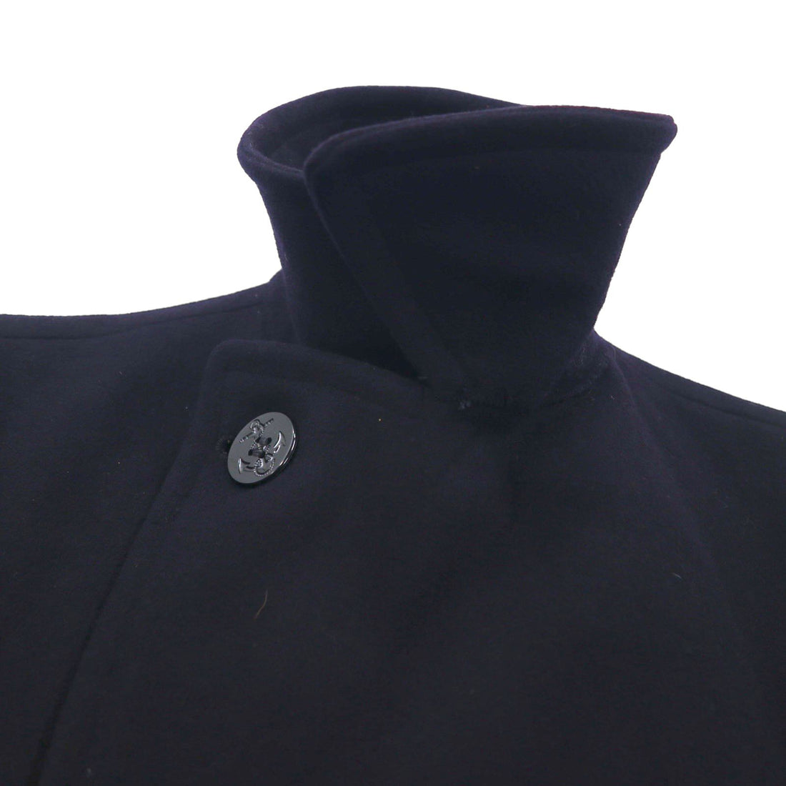 US NAVY 60s Vintage Pea Coat, Size L, Navy, 10-Button, Military Coat, Men's Wool Jersey