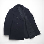 US NAVY 60s Vintage Pea Coat, Size L, Navy, 10-Button, Military Coat, Men's Wool Jersey