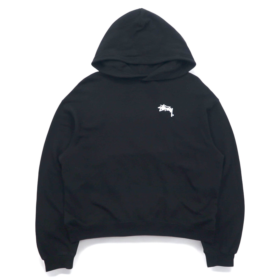 Stussy ドロップショルダー プルオーバーパーカー M ブラック ストックロゴ
