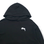 Stussy ドロップショルダー プルオーバーパーカー M ブラック ストックロゴ