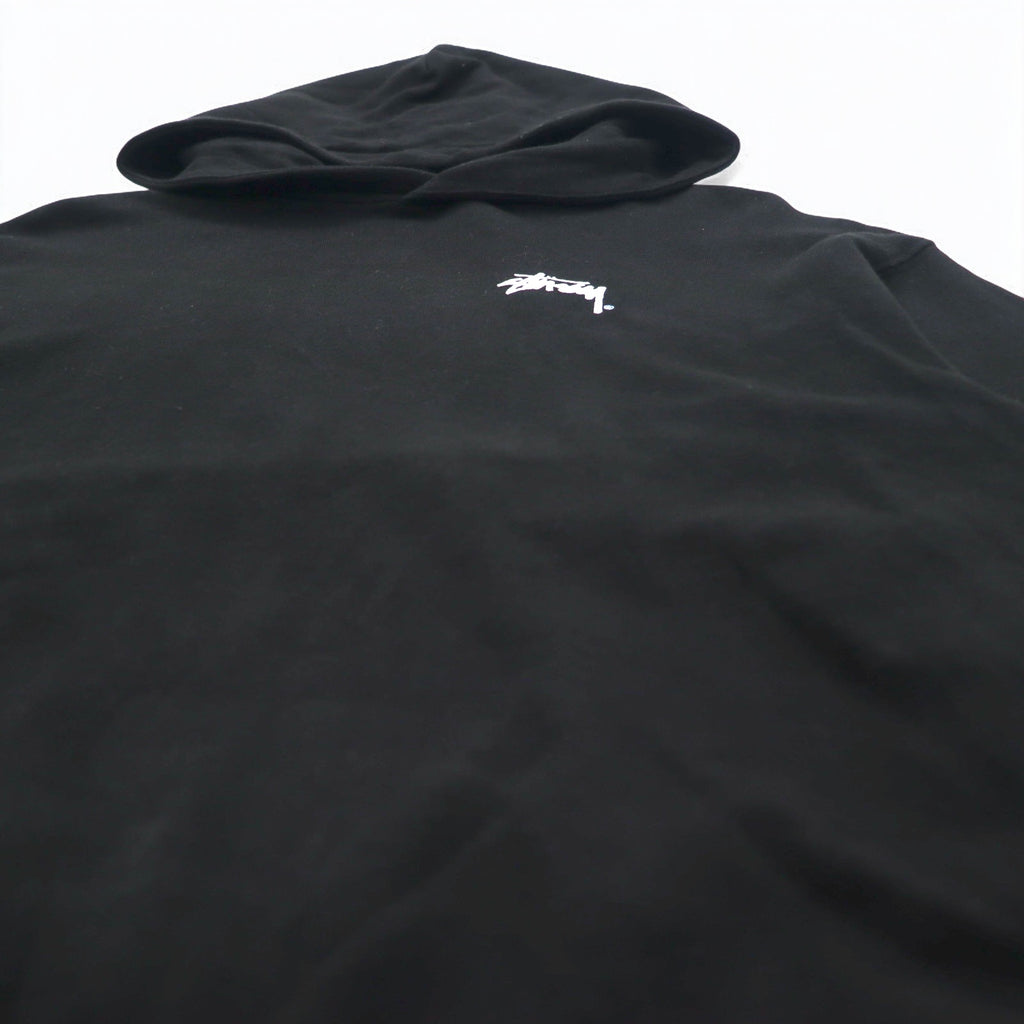 Stussy ドロップショルダー プルオーバーパーカー M ブラック ストックロゴ