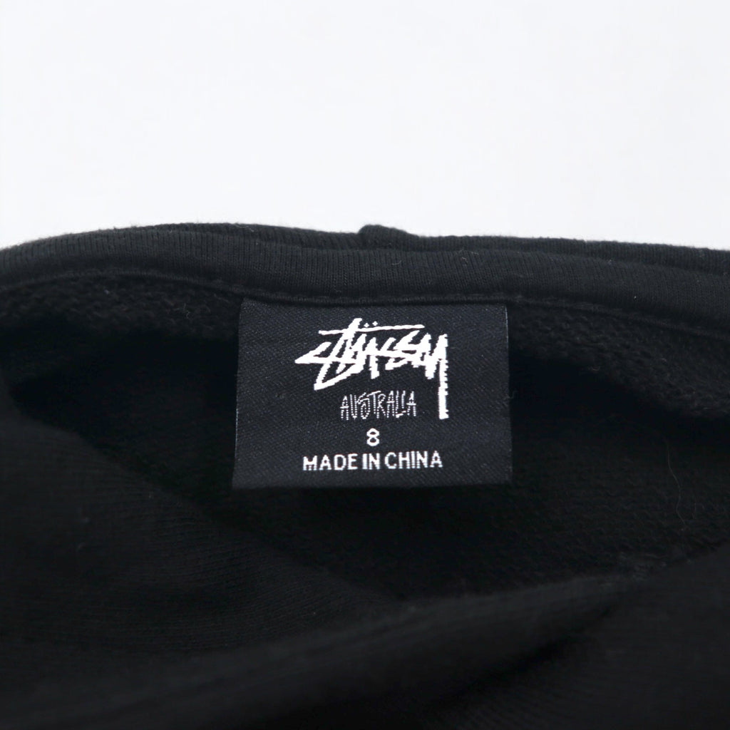 Stussy ドロップショルダー プルオーバーパーカー M ブラック ストックロゴ