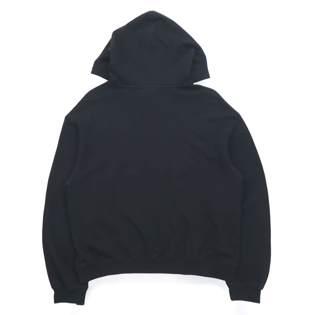 Stussy ドロップショルダー プルオーバーパーカー M ブラック ストックロゴ