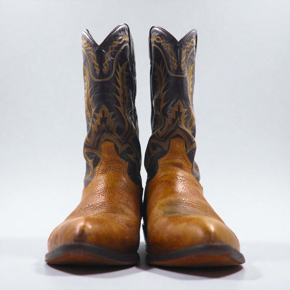 Tony Lama Cowboy Western Boots, Size 28cm, Leather, 6552, Carved Stitch Embroidery, Two-Tone