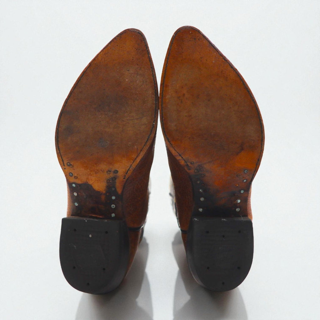 Tony Lama Cowboy Western Boots, Size 28cm, Leather, 6552, Carved Stitch Embroidery, Two-Tone