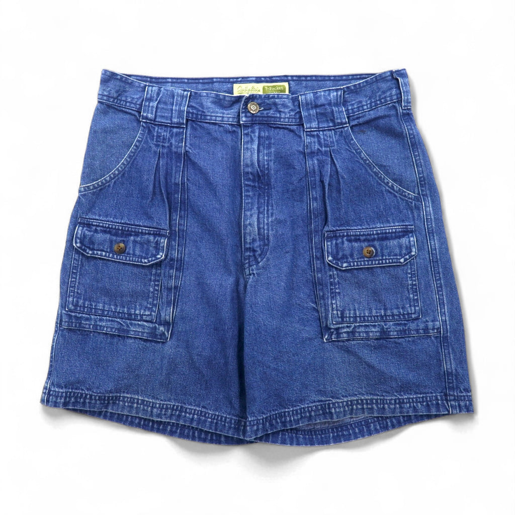 Cabela's Denim Bush Shorts 7-Pocket Hiker Shorts, Size L, Indigo Blue, Front Pocket