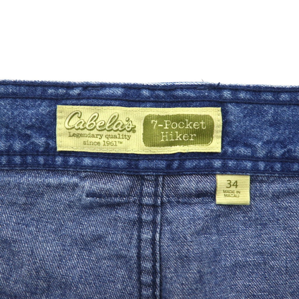 Cabela's Denim Bush Shorts 7-Pocket Hiker Shorts, Size L, Indigo Blue, Front Pocket