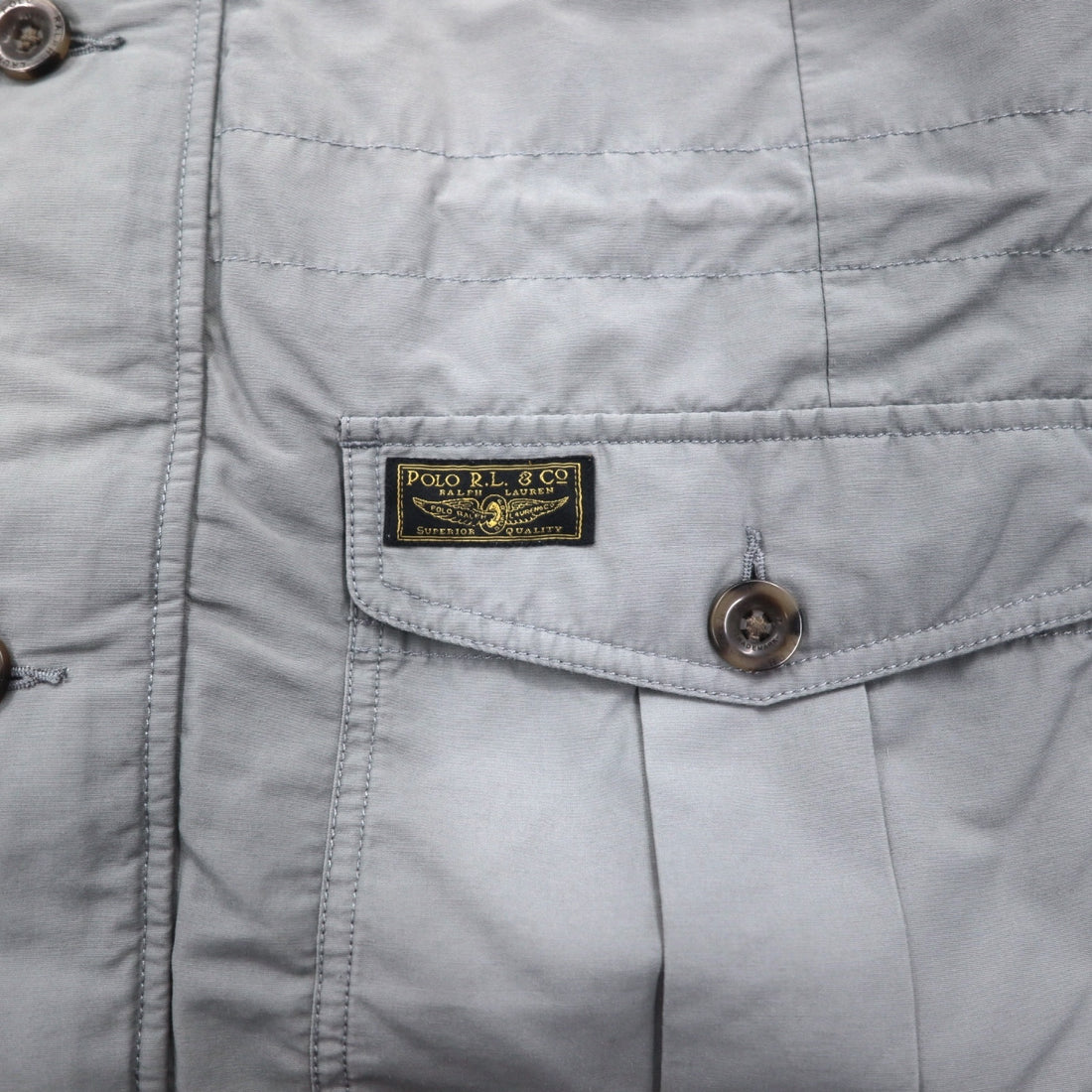 POLO RALPH LAUREN M-65 Field Jacket Military Jacket L Gray Logo Patch
