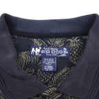 Vintage 90s Polo Shirt BIG DOGS 90年代 ポロシャツ XL ブラック 総柄 パイナップル ボタニカル ビッグサイズ