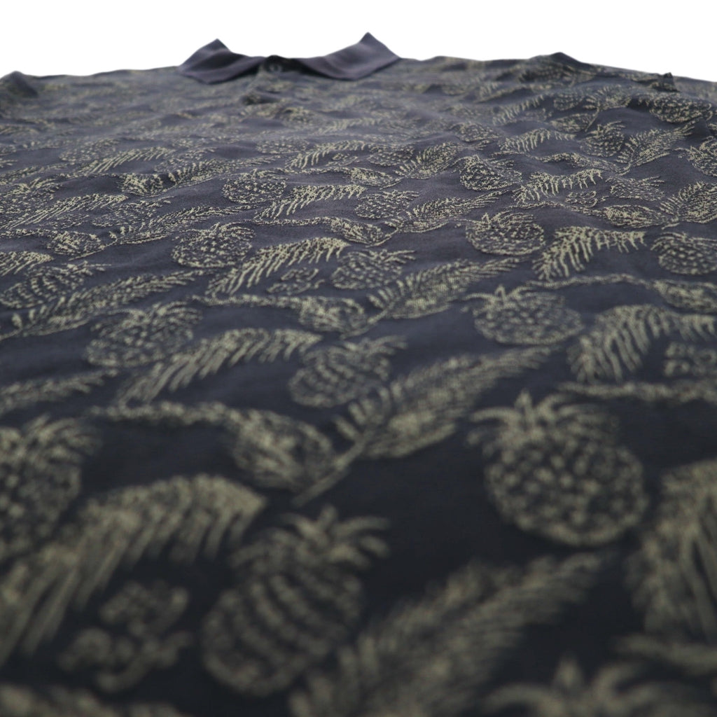 Vintage 90s Polo Shirt BIG DOGS 90年代 ポロシャツ XL ブラック 総柄 パイナップル ボタニカル ビッグサイズ