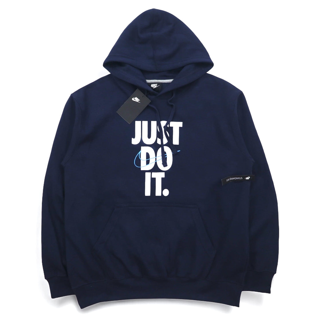 NIKE Pullover Hoodie M Navy JUST DO IT HOODIE 928717-451 Made in Pakistan Unused