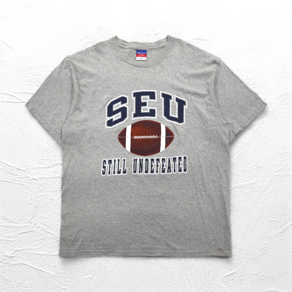 Champion 00年代 カレッジ プリント Tシャツ 2XL グレー SEU アーチロゴ ビッグサイズ ホンジュラス製