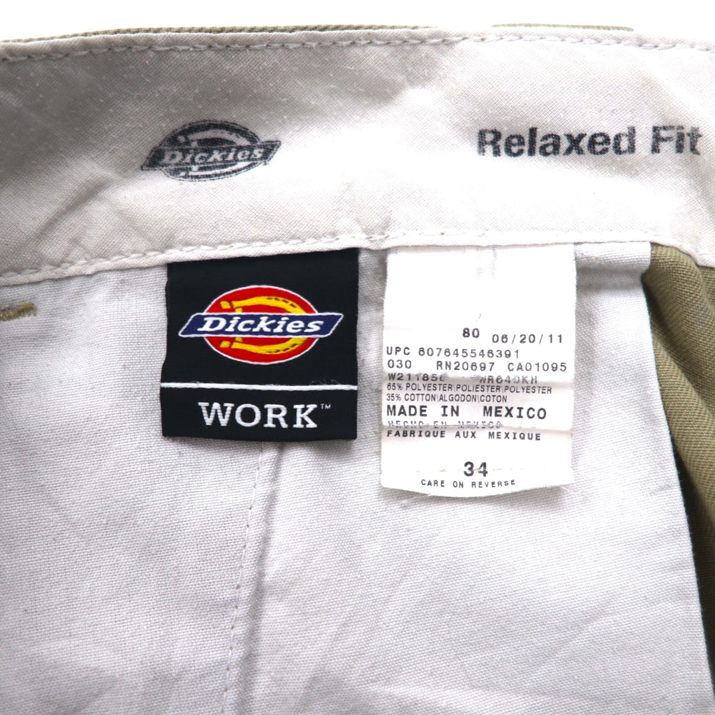 Dickies Relaxed Fit T/C Twill Short Work Pants, Size L, Beige, WR640, Made in Mexico