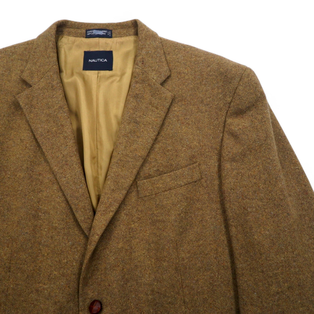 NAUTICA Indian Tweed 2B Tailored Jacket Blazer L Beige Wool
