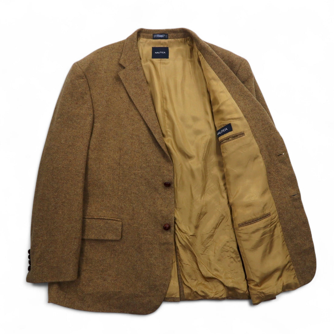 NAUTICA Indian Tweed 2B Tailored Jacket Blazer L Beige Wool