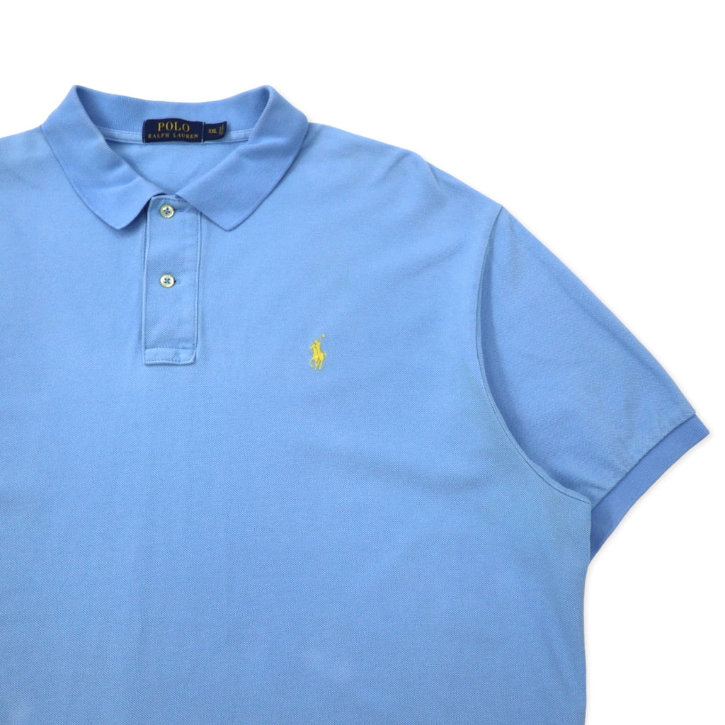 POLO RALPH LAUREN Polo shirt XXL Blue Cotton Pique Small pony embroidery Big size Made in Sri Lanka