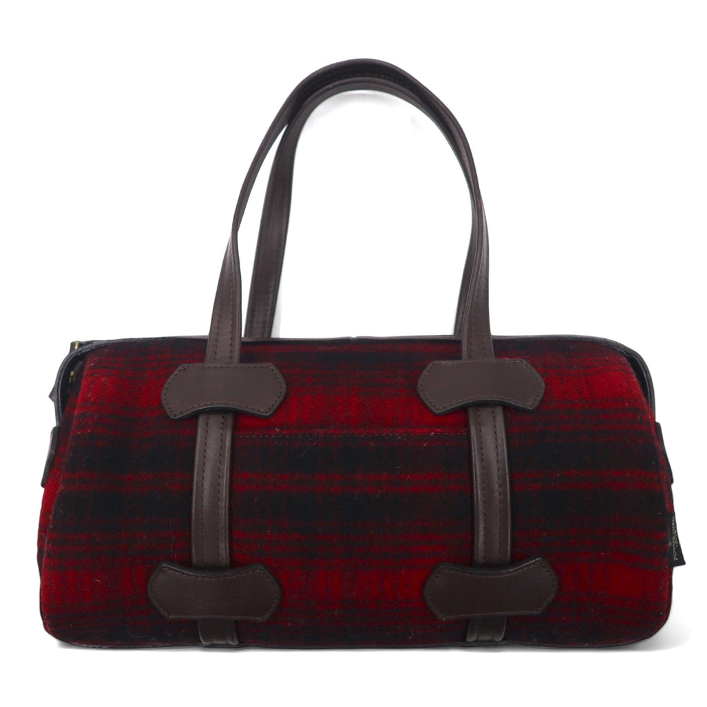 日本然リトテ-古着オンライン-PORTER GIRL × WOOLRICH キャビン ミニボストンバッグ ハンドバッグ レッド ウール レザー チェック CABIN BOSTON BAG SMALL 日本製-PORTER GIRL × WOOLRICH Cabin Mini Boston Bag Handbag Red Wool Leather Checked CABIN BOSTON BAG SMALL Japan Made