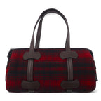 日本然リトテ-古着オンライン-PORTER GIRL × WOOLRICH キャビン ミニボストンバッグ ハンドバッグ レッド ウール レザー チェック CABIN BOSTON BAG SMALL 日本製-PORTER GIRL × WOOLRICH Cabin Mini Boston Bag Handbag Red Wool Leather Checked CABIN BOSTON BAG SMALL Japan Made