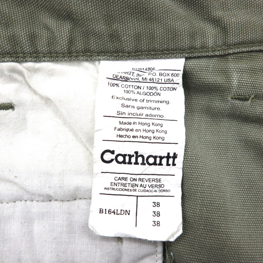 Carhartt 2000s Duck Short Cargo Pants, Khaki Cotton, Size XL, B164