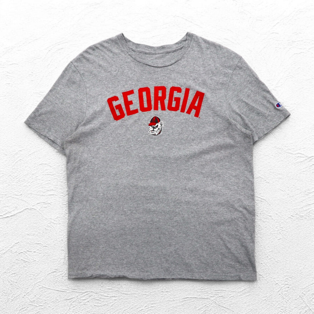 Champion Arch Logo College Print T-Shirt 2XL Grey GEORGIA BULLDOGS Made in Honduras