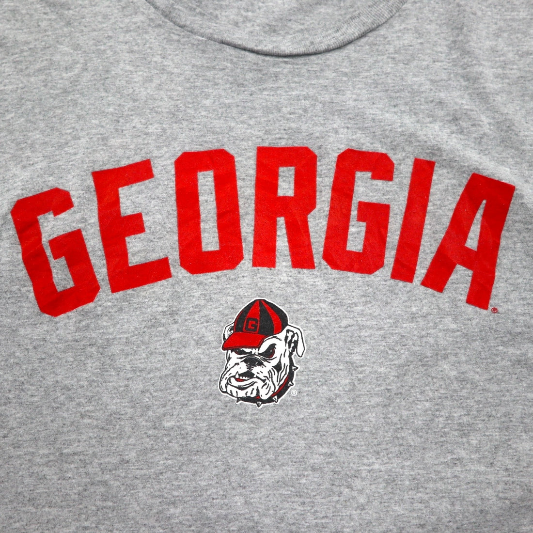 Champion Arch Logo College Print T-Shirt 2XL Grey GEORGIA BULLDOGS Made in Honduras